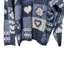 Vintage Blue Private Eyes 1X  Patchwork Granny Sweater Roses & Hearts Cottagecore Photo 3