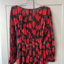 The Kooples  Floral Pleated Black Red Absract Roses Maxi Longsleeve Dress Scarf Photo 5