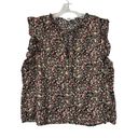 BB Dakota  Meadow Floral Blouse XL Ruffle Flutter Sleeve V-Neck Tie Front Cottage Photo 4