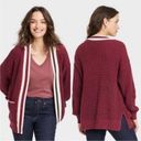 Universal Threads Universal thread chunky knit maroon varsity style cardigan sweater Photo 1