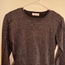 1. State  Crewneck Peplum Top Black Metallic Knit Photo 2