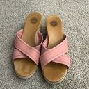 UGG  Pink Leather Criss Cross Mule Wedge Sandals Women's 7.5 Photo 1