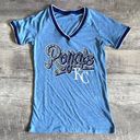 5th & Ocean Kansas City KC Royals Gray V Neck Ringer Tee Womens M Rhinestone MLB Photo 0