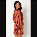 Petal and Pup  Opal Rust Satin Long Balloon Sleeve Wrap Mini Dress 8 Photo 8