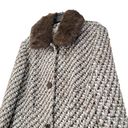 Nine West  Vintage Wool Blend Tweed Button Down Coat Faux Fur Size Small Photo 1