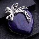 Lapis Lazuli Natural Gemstone Love Heart Bow Knot Pendant Necklace Gemstone Photo 0
