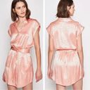 Joie  Daran Pink Jacquard Leopard Belted Satin Mini Shirt Shift Dress Large NWT Photo 1