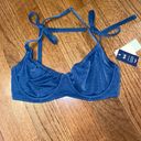 Abercrombie & Fitch NWT  Curve Love Tie-Strap Underwire Bikini Top- blue shimmer Photo 3