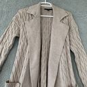 Cyrus Women's Medium Long Open Cable Knit Belted Shrug Cardigan Sweater Pockets Photo 2