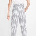 Madewell  Linen-Cotton Paperbag Pants in Dark Baltic Stripe Size 8 EUC Photo 3