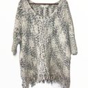 Umgee  Fringe Poncho Knit Shrug White Gray S/M Photo 0