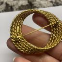 Monet Signed  Costume Brooch Pin - Textured Gold Tone Photo 4