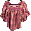 Beach Lunch Lounge Plaid Linen Blend Blouse Top M Photo 0