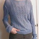 Vintage Blue  Crochet Open Knit Lightweight Sweater Photo 0