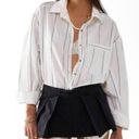 We The Free NWOT  Happy Hour Striped Oversize Poplin Button-Up Shirt Sz S Photo 3