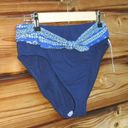 Robin Piccone NWT  Blue Bandana High Waist Bikini Bottoms M Photo 2