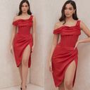 House Of CB  “Lulu” Red Asymmetric Drape Midi Corset Dress NWOT size XS Photo 2