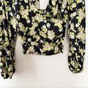 Industry  Black Floral Print Wrap V-neck Front Cropped Blouse Size Small New Photo 3