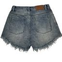 One Teaspoon  High Waist Bonita Blue Denim Jean Short Distressed Raw Hem Size 27 Photo 1