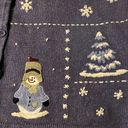 Croft & Barrow Croft Barrow‎ Winter Cardigan Purple Snowman Wool Blend Holiday Christmas XL Photo 4