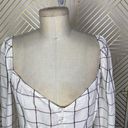 superdown  Marrie Flannel Puff Sleeve Top White & Pink Size US Large Photo 2