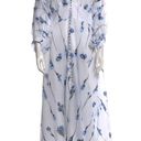 NWT Rare!! Lela Rose White Blue Floral Voile Full Sleeve V neck Midi Dress 10 Photo 7