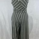 Nordstrom Nimi K gray and white striped cropped jumpsuit with pockets size large Photo 2