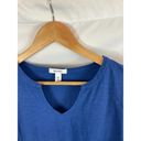 Nine West  Ruffle Sleeve V Neck Tshirt Blue Size Medium Photo 1