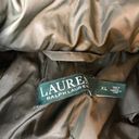 Ralph Lauren Lauren  Womens Down Puffer Coat Long Size XL Green Hooded Fur Trim Photo 4