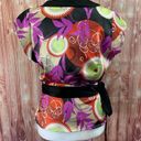 BCBG Max Azria Y2K Satin Kimono Japanese Swirl Wrap Blouse Photo 6