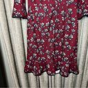 Nanette Lepore Nanette Lenore Wine Red Floral Trumpet Three Quarter Ruffle Sleeve Dress Size 10 Photo 16