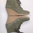 MIA  Annita Olive Green Suede Wedge Ankle Booties Photo 6