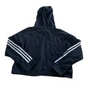 Adidas  Hoodie Womens Small Black Drawstring 3 Striped Pullover Cotton Photo 1