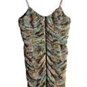 Boston Proper  Size 6 Ruched Mini Dress Multicolor Floral Chiffon Zip Front Photo 0