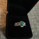 Gorgeous Stainless Steel Silver and Faux Emerald Ring Size 8 Photo 1