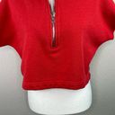 Good American  Red 3/4 Zip Short Sleeve Cropped Sweatshirt Size 0/XS Oversized Photo 6