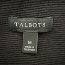 Talbots  Shirt Women Medium Black Rib Knit Mock Neck Buttons Neutral Minimalist Photo 5