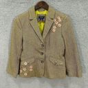 American Eagle  women blazer small brown green floral embroidered herringbone Y2K Photo 0