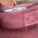 Mango  MNG Pink Genuine Pigskin Leather Suede Buckled Mini Skirt Photo 4