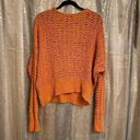 Free People  Best Of You Sunset Orange Open Knit V Neck Sweater Medium Photo 1