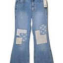 Wrangler Billabong x  Patchwork Flared High Waist Jeans Size 28 Light Wash Photo 0