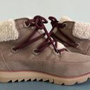 Sorel Harlow Cozy Ancient Fossil Lace Up Waterproof Suede Ankle Booties Photo 4