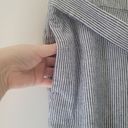 Loft  Outlet Blue and White Striped Wide Leg Crop Linen Blend Pant Photo 2