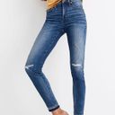 Madewell  9 INCH HIGH RISE SKINNY BLUE DENIM JEANS RIP REPAIR EDITION 34 Photo 0