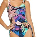 PilyQ  BLACK FLORAL Aralia Lace Up Reversible Lola One Pice Swimsuit Photo 2