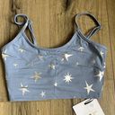 Beach Riot NEW  Libby Crop Tank Top Winter Star Print Size XS Light Blue Silver Photo 2