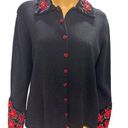 heirloom collectibles  2004 Embroidered Sequin Beaded Velvet Accents Cardigan M Photo 0