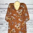 Luxology  NWT Size L Rust with Floral Print Ruffle Maxi Peasant Dress Photo 1