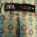 ZARA  High Waisted Green Purple Triangle Floral Pattern Cropped Pants Women’s L Photo 3