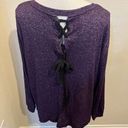 a.n.a  Purple Sweater with Back Lace up Tie Long Sleeve top stretchy knit Sz L Photo 3